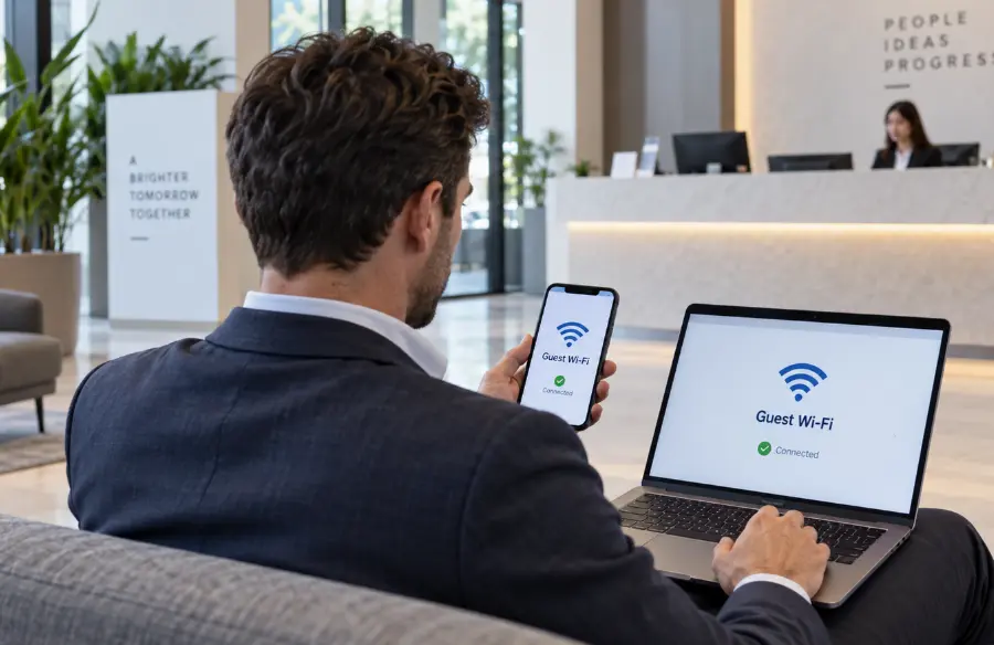 Guest Wi-Fi security for businesses separating visitor devices from the internal company network